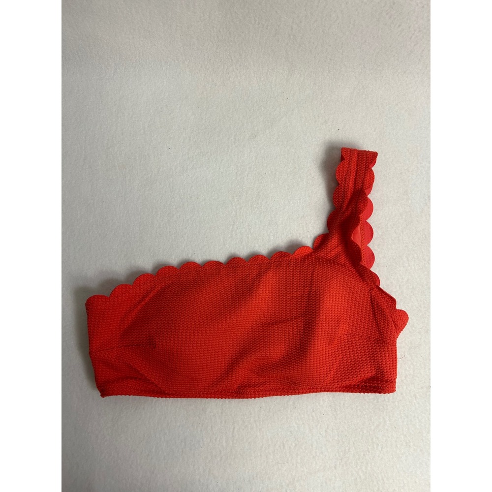 Scalloped Textured Aerie Womens Large Red One Shoulder Bandeau Bikini Top